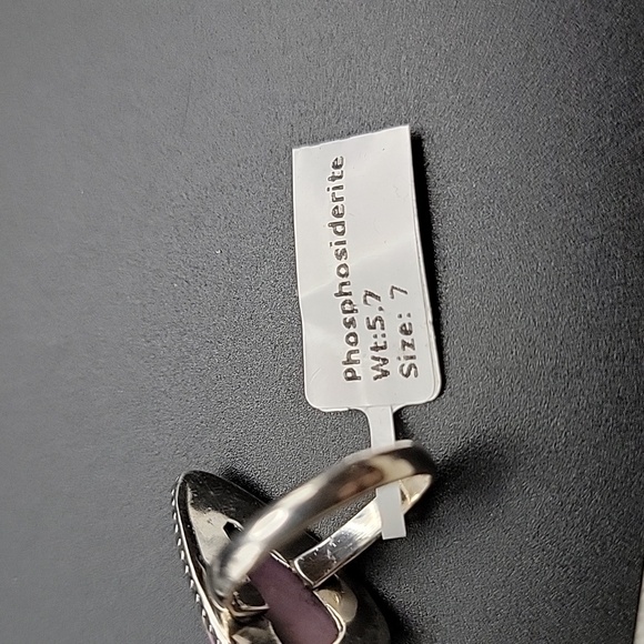 NEW Phosphosiderite Sterling Silver Ring Size 7 Pear Shape Purple Gemstone Boho - Picture 11 of 11